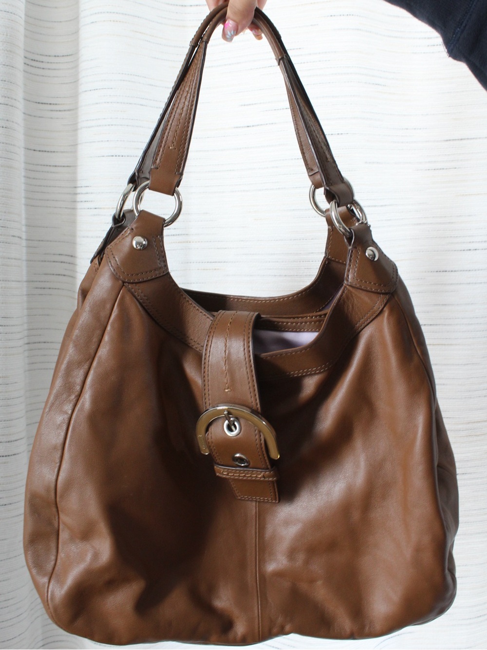 Coach Classic Brown Leather Shoulder Bag Hobo Style F7092 Vintage